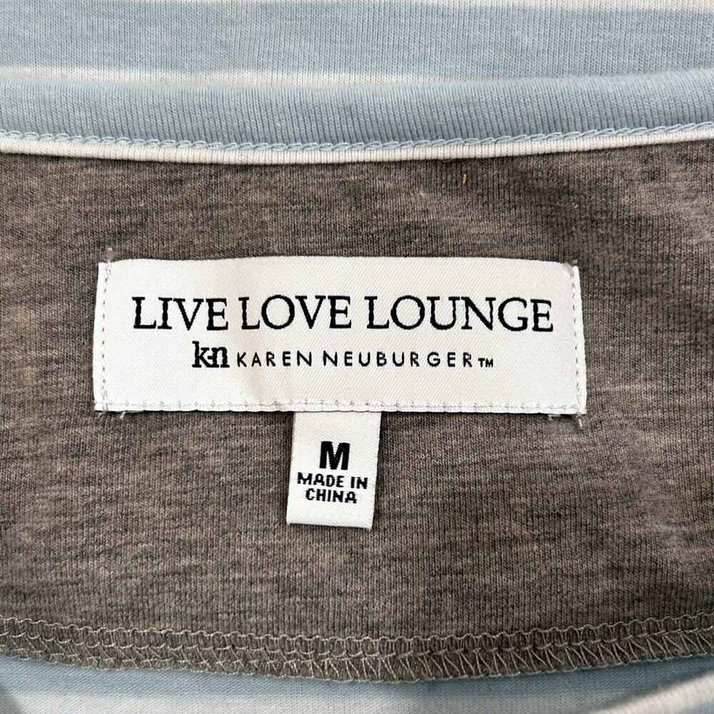 Karen Neuburger Live Love Lounge Blue White Tie Waist 3/4 Sleeve Top - Picture 7 of 9